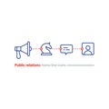 Public relations concept, megaphone flat icon, advertising promotion