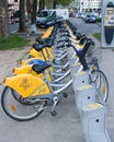 A public rent a bike in he street in Brussels, Belgium