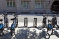 Public Rental Bicycles in a Line, London, UK