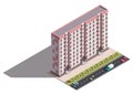 Public residential nine-storey building isometry