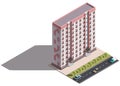 Public residential nine-storey building isometry