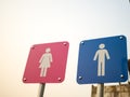 Public restroom sign, men and women WC signs for restroom