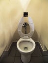Public Restroom Toilet with Seat Lid Up
