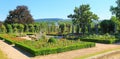 Public Rosenstein park at the hill, Stuttgart, with fountain and rose flowers