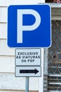 public safety police exclusive car park traffic sign. Royalty Free Stock Photo