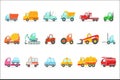 Public Service, Construction And Road Working Cars Set Of Colorful Toy Cartoon Icons Royalty Free Stock Photo