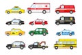 Public service and emergency response vehicle cars collection side view