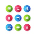 Public service regulation flat design long shadow glyph icons set Royalty Free Stock Photo