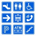 Public service sign icon set on blue background Royalty Free Stock Photo