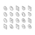 Public Service Signs Collection isometric icons set vector