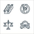 public services line icons. linear set. quality vector line set such as taxi, justice, no smoking