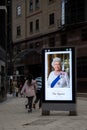 Public sign announcing the death of Her Majesty Queen Elizabeth II Royalty Free Stock Photo