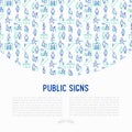 Public signs concept thin line icons Royalty Free Stock Photo