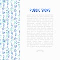 Public signs concept thin line icons Royalty Free Stock Photo