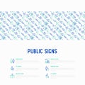 Public signs concept thin line icons Royalty Free Stock Photo