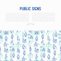 Public signs concept thin line icons Royalty Free Stock Photo