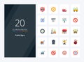 20 Public Signs Flat Color icon for presentation