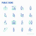 Public signs thin line icons set Royalty Free Stock Photo