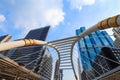 Sky walk bridge at Chong Nonsi sky train station, Bangkok, Thail