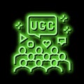 public social media users ugc neon glow icon illustration