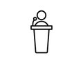 Public speach icon in flat style. Podium conference vector illustration on white isolated background. Tribune debate business