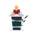 Public speaker flat color vector faceless character