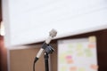 Public Speaker Microphone with white Projection Screen