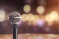 Public speaking backgrounds, Close-up the microphone on stand for speaker speech presentation stage