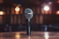 Public speaking backgrounds, Close-up the microphone on stand for speaker speech presentation stage