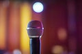 Public speaking backgrounds, Close-up the microphone on stand for speaker speech presentation stage