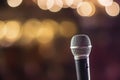 Public speaking backgrounds, Close-up the microphone on stand for speaker speech presentation stage