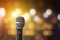 Public speaking backgrounds, Close-up the microphone on stand for speaker speech presentation stage