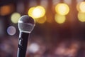 Public speaking backgrounds, Close-up the microphone on stand for speaker speech presentation stage