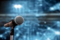 Public Speaking Backgrounds, Close-up The Microphone On Stand For Speaker Speech