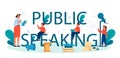 Public speaking or elocution school class typographic header. Voice