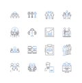 Public speaking line icons collection. Communication, Nervousness, Confidence, Eloquence, Articulation, Body language