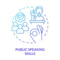 Public speaking skills blue gradient concept icon Royalty Free Stock Photo