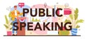 Public speaking typographic header. Rhetoric or elocution specialist