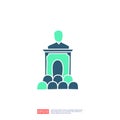 public speech doodle icon concept. politician public conference orator on podium sign symbol vector illustration Royalty Free Stock Photo