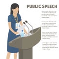 Public Speech From Grandstand with Microphones