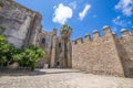 Public square of Vejer town with Segur Gate wall and side of Church the Divine Savior