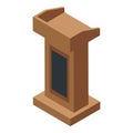 Public summit orator tribune icon isometric vector. Speaker presentation raised podium