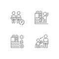 Public swimming pool linear icons set Royalty Free Stock Photo
