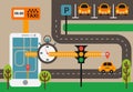 Public taxi on line service, mobile application. Navigation map