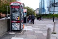 Public Telephone Call Box Vandalised With Street Art Graffiti