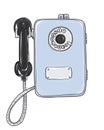 Public telephone vintage Soviet street phone hand drawn vector
