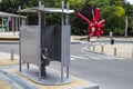 Public toilet concept in Atomium square, Brussels, Belgium