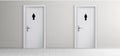 Public toilet doors in corridor realistic vector