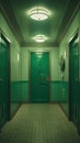 Public toilet doors and spaces are green with green tones