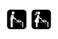Public toilet icon parenting room vector set. Restroom sign mother father taking care of baby stick figure pictogram